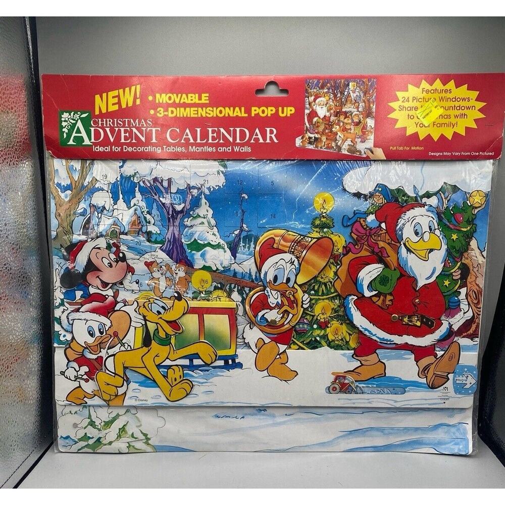 Disney Christmas ADVENT CALENDAR Moveable 3-D Pop-Up Vintage NEW